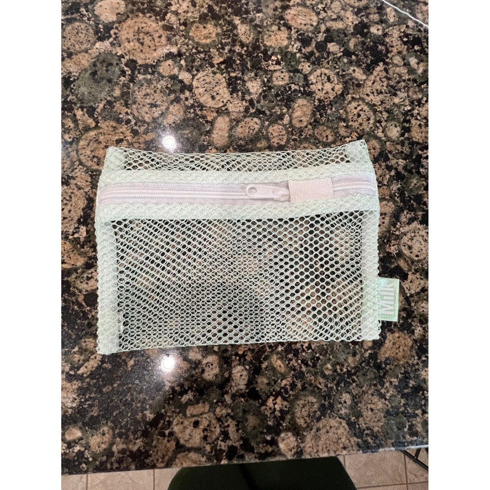 Milk Makeup Mint Green Mesh Cosmetic Bag Zipper Pouch Travel Organizer